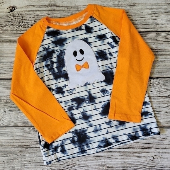 Halloween Ghost Long-Sleeve Raglan Top NWT - Picture 1 of 9